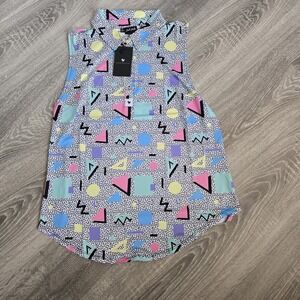 Bad Birdie Womans XL Golf Sleeveless Shirt‎ - 90s Retro Memphis Style Pattern